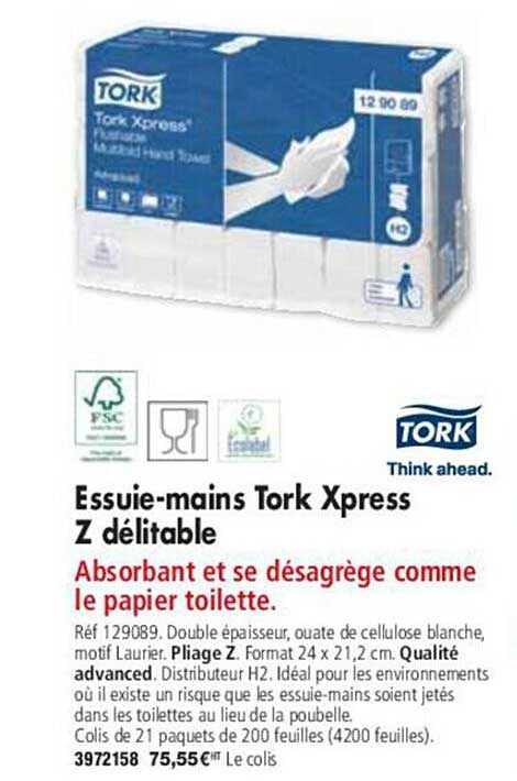 essuie-mains tork xpress z délitable