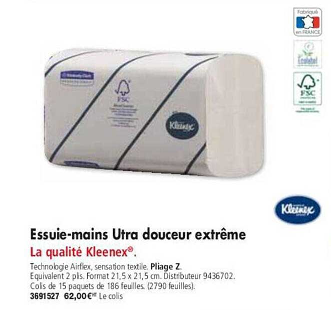 essuie-mains ultra douceur extrême kleenex