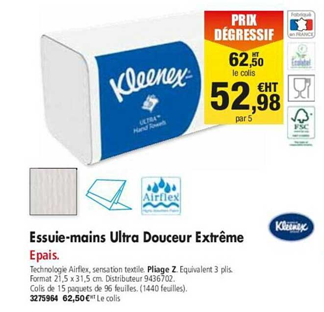 essuie-mains ultra douceur extrême kleenex