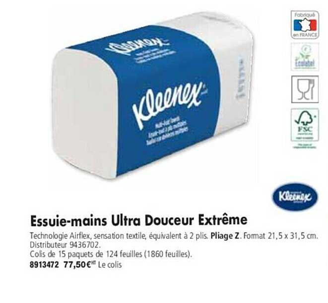 essuie-mains ultra douceur extrême kleenex