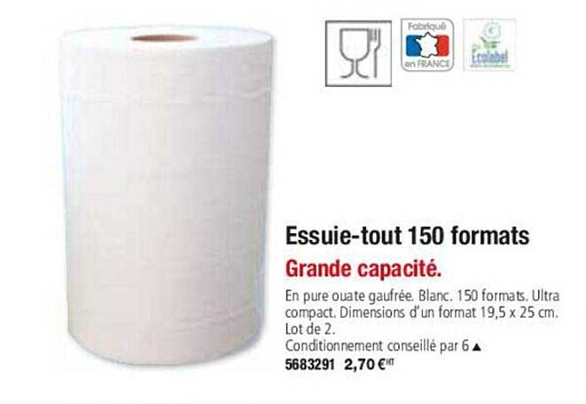 essuie-tout 150 formats