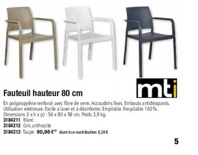 fauteuil hauteur mti