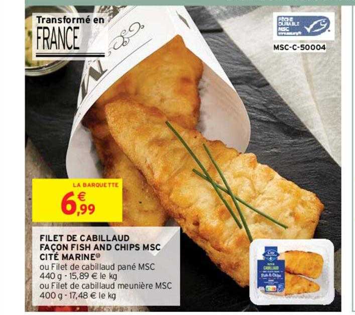 filet de cabillaud façon fish and chips msc cité marine