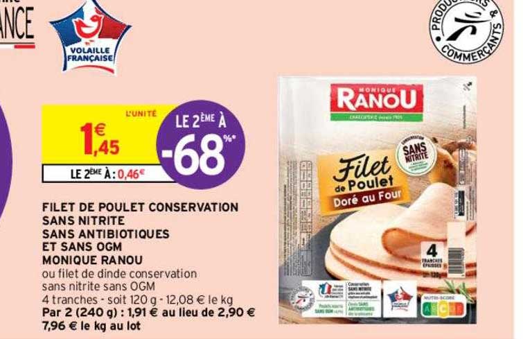 filet de poulet conservation sans nitrite sans antibiotiques et sans ogm monique ranou