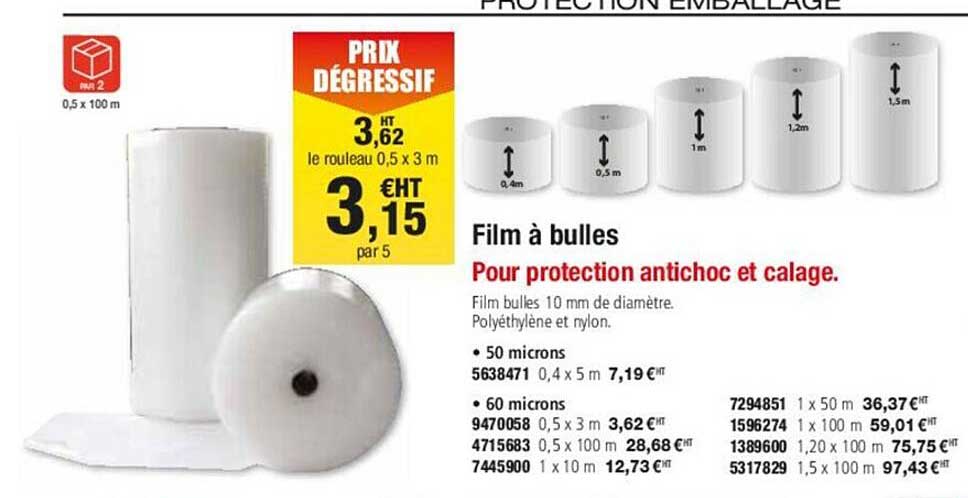 film à bulles pour protection antichoc et calage