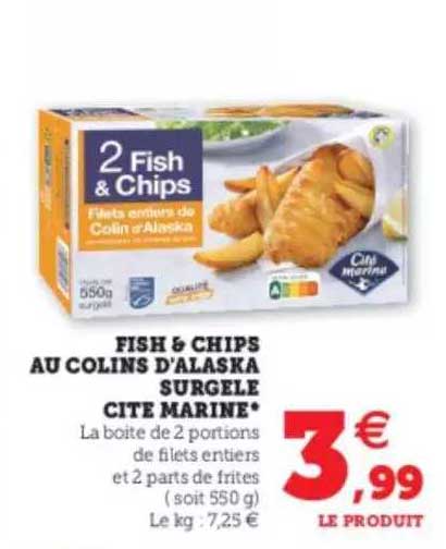 fish & chips au colins d'alaska surgelé cité marine