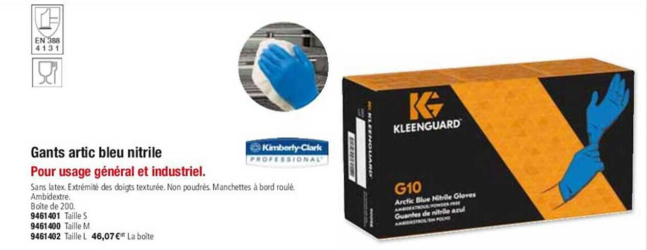 gants artic bleu nitrile kimberly-clark