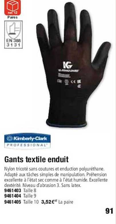 gants textile enduit kimberly-clark
