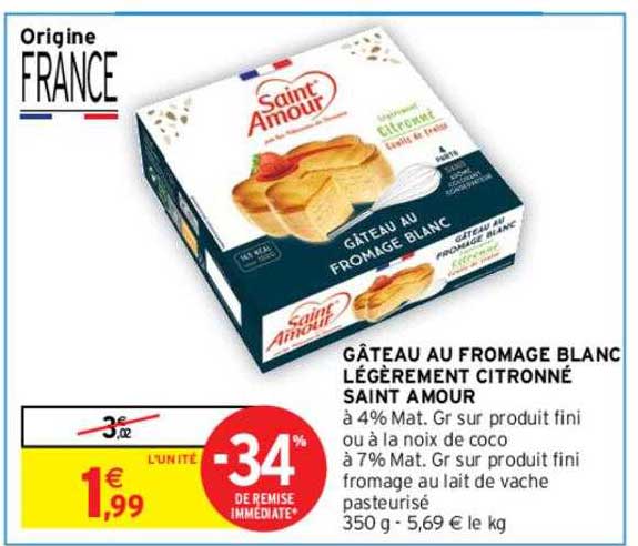 gâteau au fromage blanc légèrement citronné saint amour