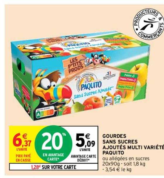 gourdes sans sucres ajoutés multi variété paquito