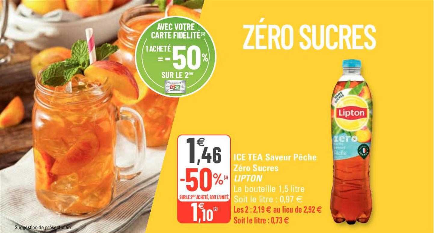 Ice Tea Saveur Pêche Zéro Sucres Lipton
