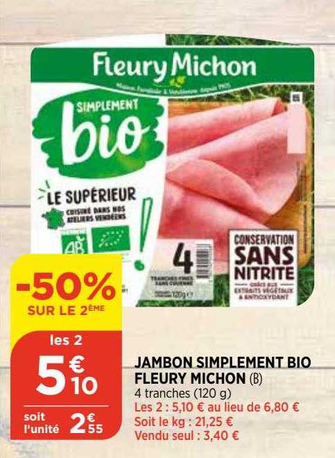 jambon simplement bio fleury michon