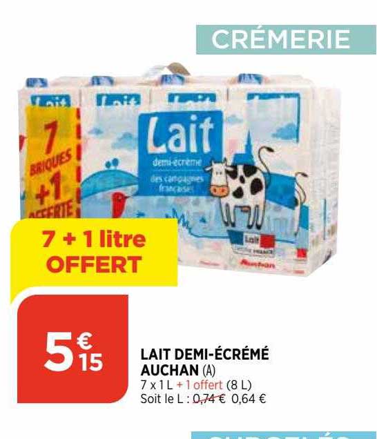 lait demi-écrémé auchan