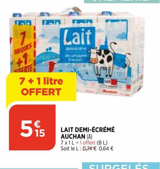 lait demi-écrémé auchan