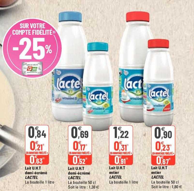 lait u.h.t. demi-écrémé lactel, lait u.h.t. entier lactel, lait u.h.t. entier lactel