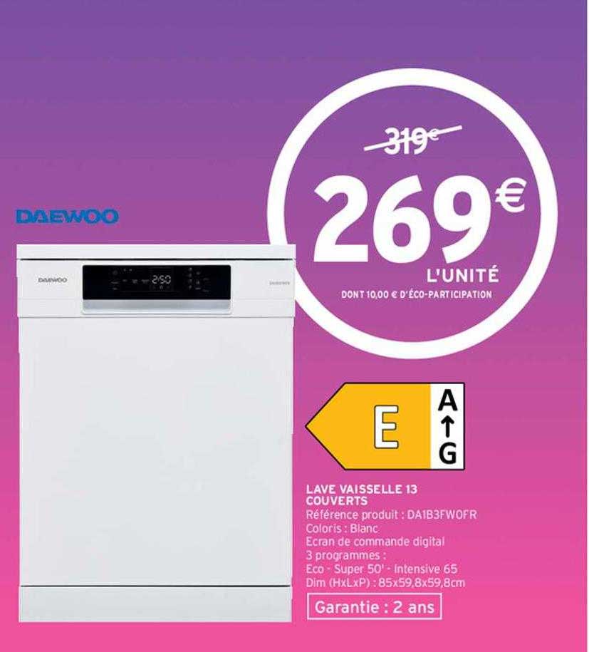 lave vaisselle 12 couverts daewoo