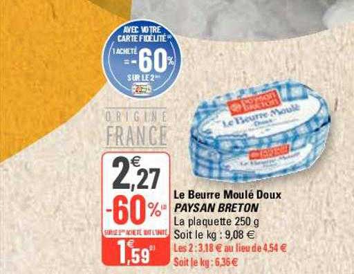 le beurre moulé doux paysan breton