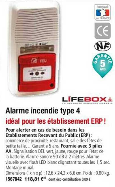 lifebox alarme incendie type 4