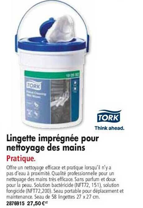 lingette imprégnée pour nettoyage des mains