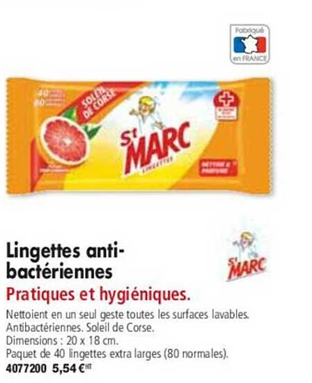 lingettes anti-bactériennes marc