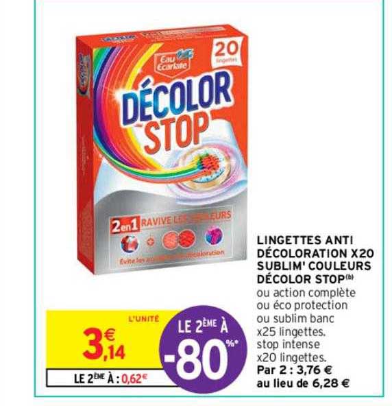 lingettes anti décoloration x20 sublim' couleurs décolor stop