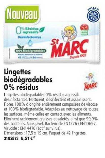 lingettes biodégradable 0% résidus