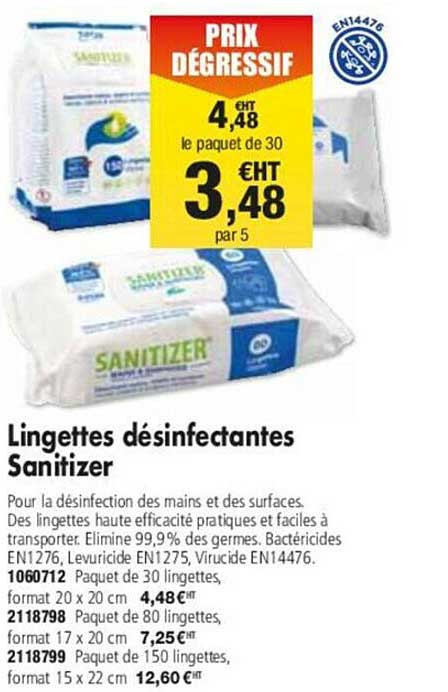 lingettes désinfectantes sanitizer