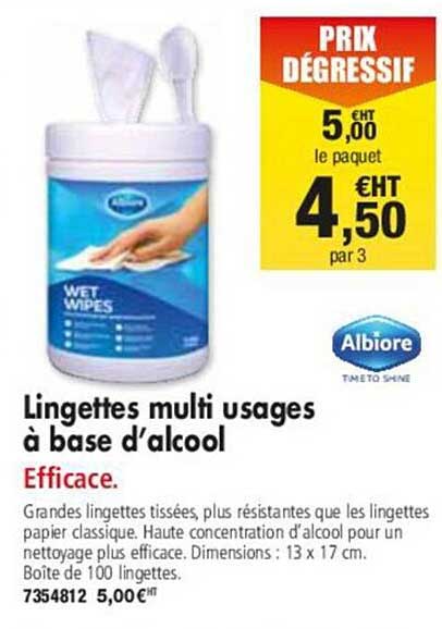 lingettes multi usages à base d'alcool albiore