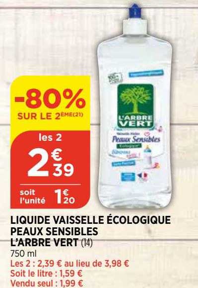 liquide vaisselle écologique peaux sensibles l'arbre vert