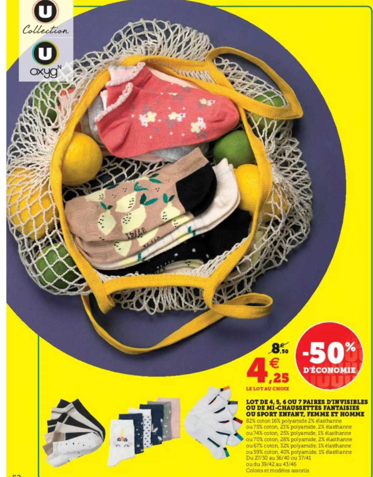 Lot De 4, 5, 6 Ou 7 Paires D'invisibles Ou De Mi-chausettes Fantaisies Ou Sport Enfant Femme Et Homme