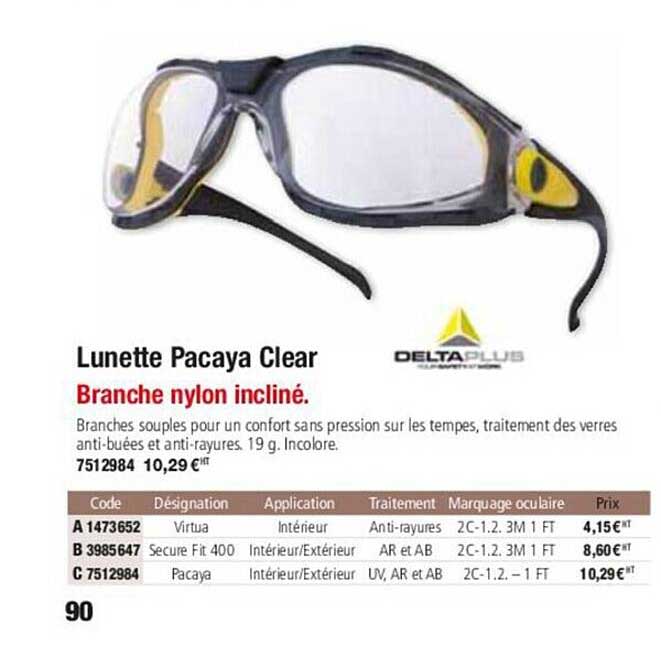 lunette pacaya clear deltaplus