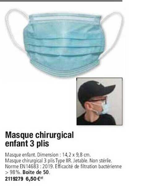 masque chirurgical enfant 3 plis