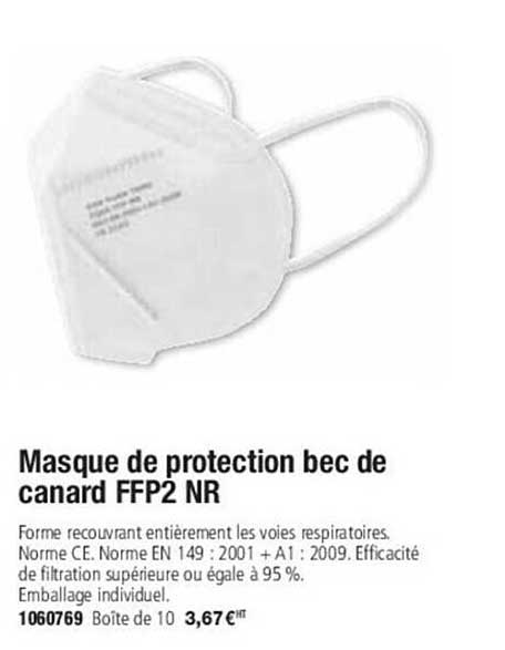 masque de protection bec de canard ffp2 nr
