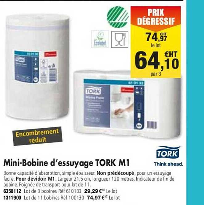 mini-bobine d'essuyage tork m1