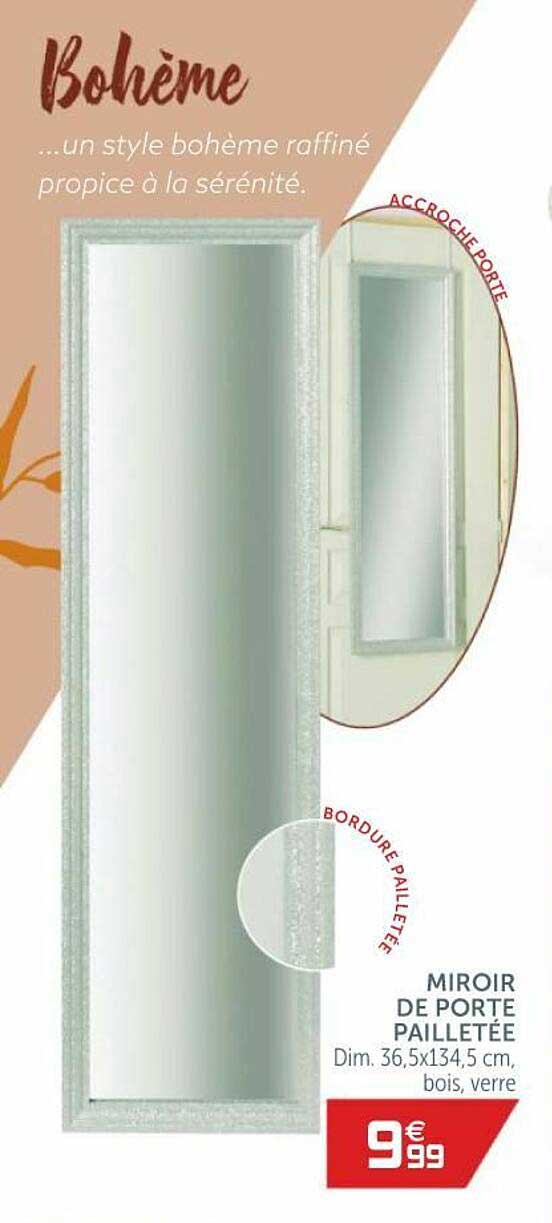 miroir de porte pailletée