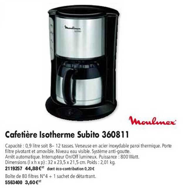 Moulmex Cafetière Isotherme Subito 360811