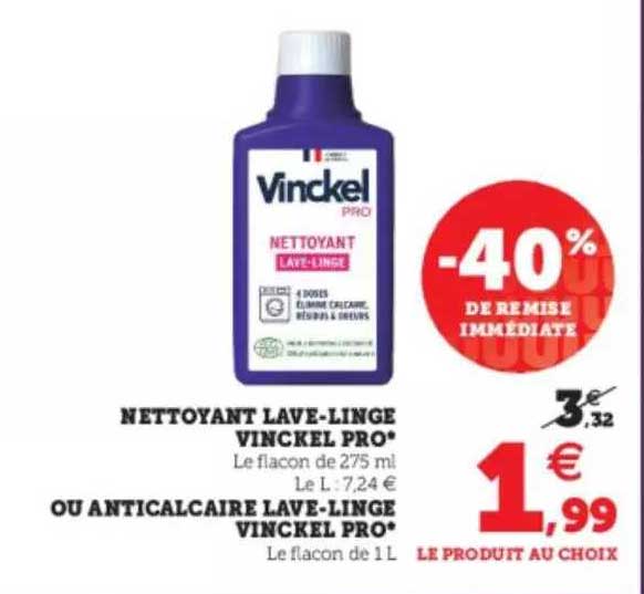 nettoyant lave-linge vinckel pro ou anticalcaire lave-linge vinckel pro -40% de remise immédiate