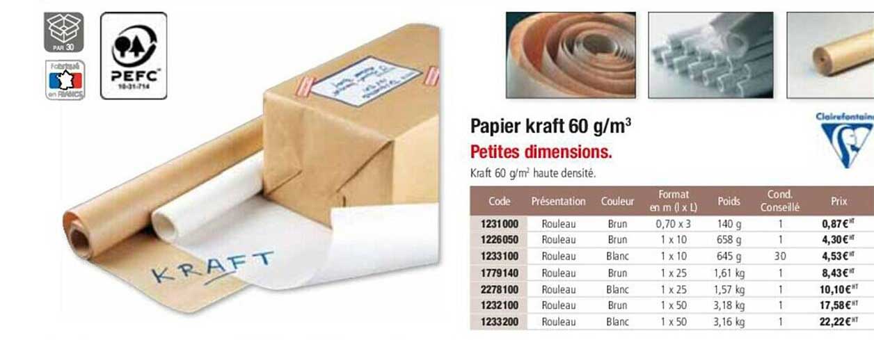 papier kraft 60 g-m3 petites dimensions
