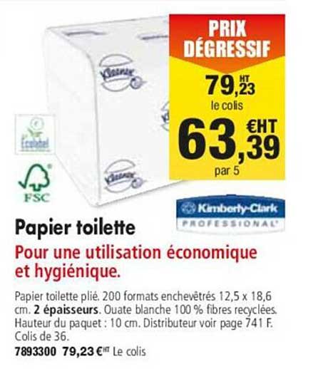 papier toilette pour une utilisation économique et hygiénique kimberty-clark