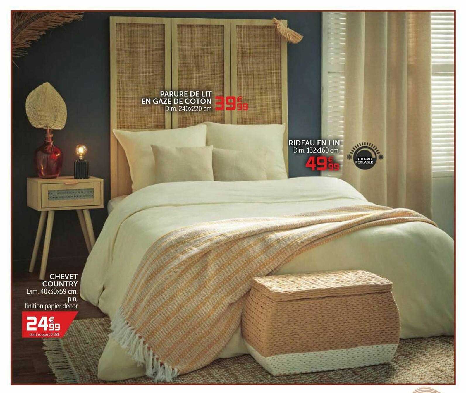 Parure En Gaze De Coton Rideau En Lin