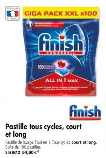 pastille tous cycles, court et long finish