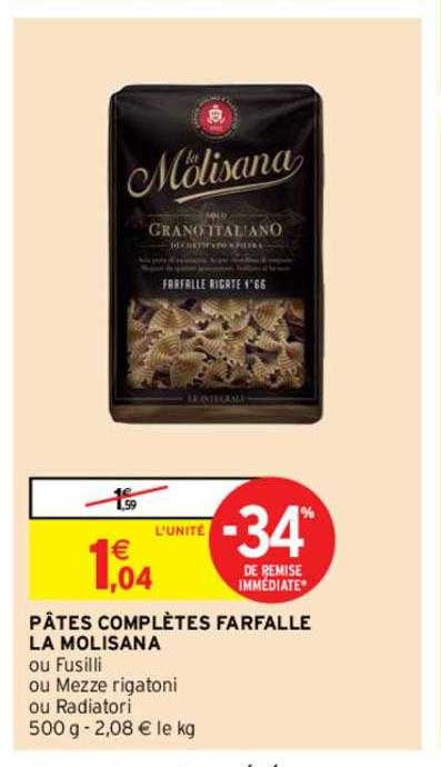 pâtes complètes farfalle la molisana