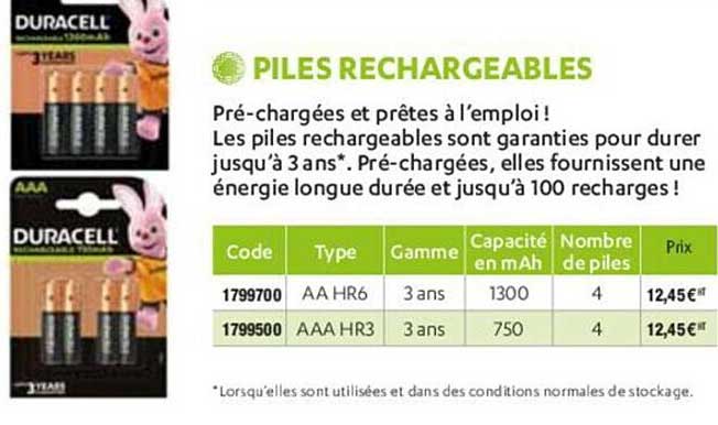 Piles Rechargeables Duracell