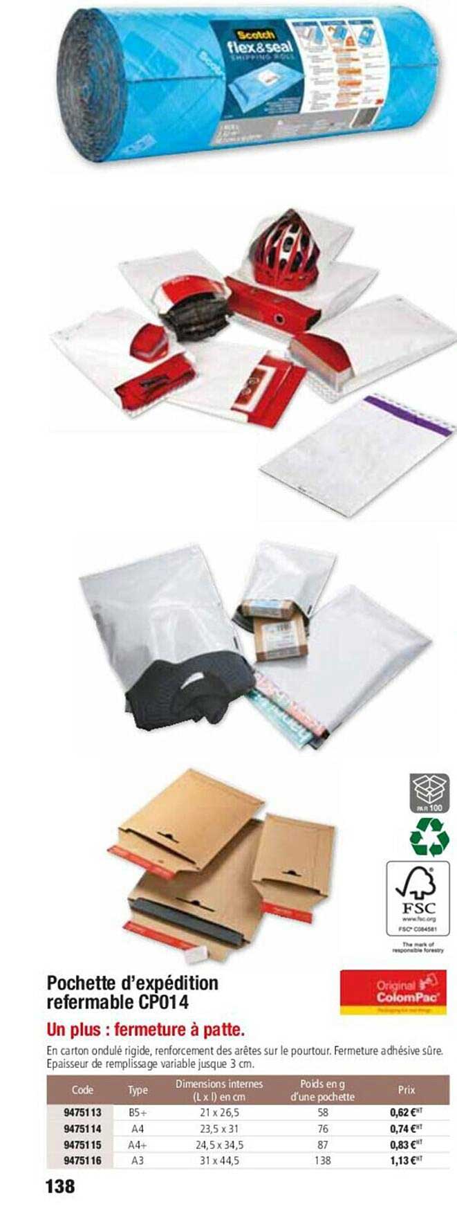 pochette d'expédition refermable cp014