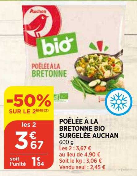 Poêlée à La Bretonne Bio Surgelée Auchan