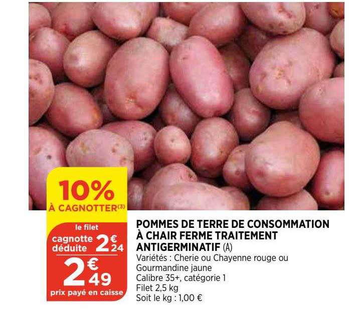Pommes De Terre De Consommation à Chair Ferme Traitement Antigerminatif