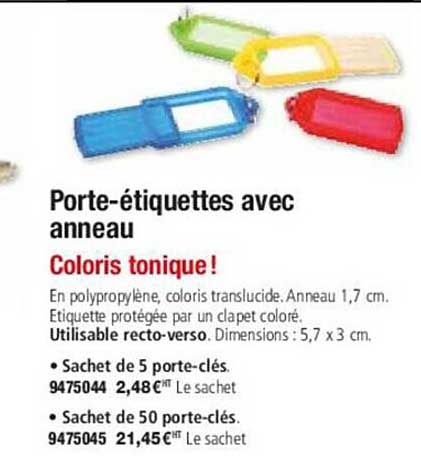 porte-étiquettes avec anneau coloris tonique!