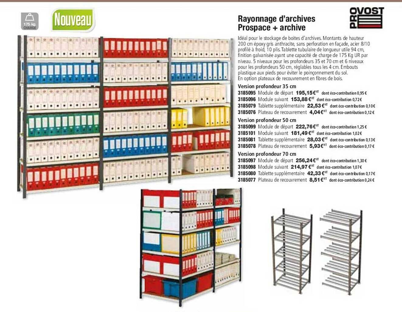 provost rayonnage d'archives prospace + archive