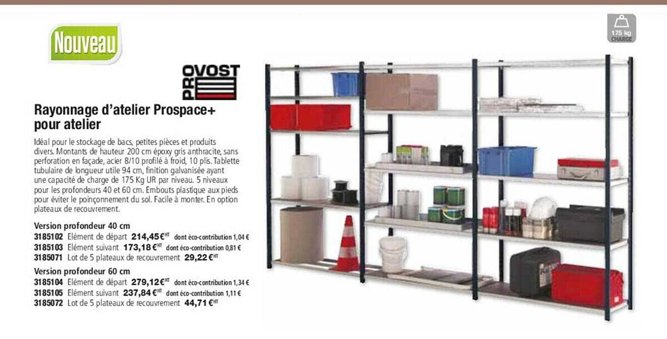 provost rayonnage d'atelier prospace+ pour atelier
