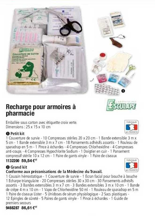 recharge pour armoires à pharmacie esculape
